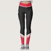 Schwarz-rot-blaue Streifen und Name modern Leggings (Vorderseite)