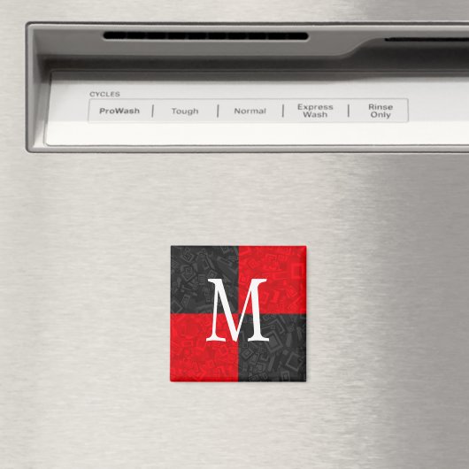 Schwarz/Rot-Block-Design 2-Zoll-Magnet Magnet (In Situ (Geschirrspüler))