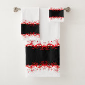 Schwarz-Rot-blüh Badhandtuch Set (Insitu)