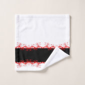 Schwarz-Rot-blüh Badhandtuch Set (Waschlappen)
