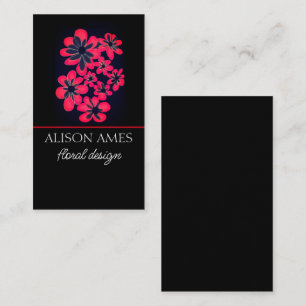 Schwarz-Rot-Blume-Blumendesign Visitenkarte
