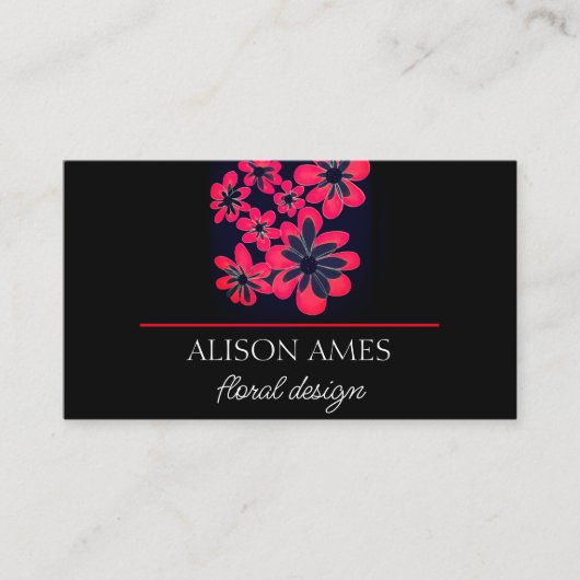 Schwarz-Rot-Blume-Florist oder Designer Visitenkarte (Vorderseite)