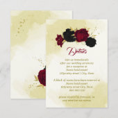 Schwarz-Rot-Blume-Gold-Blätter Begleitkarte (Vorne/Hinten)