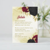 Schwarz-Rot-Blume-Gold-Blätter Begleitkarte (Stehend Vorderseite)