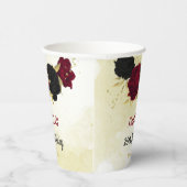 Schwarz-Rot-Blume-Gold-Blätter Pappbecher (Rechts)
