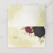 Schwarz-Rot-Blume-Gold-Blätter Platzkarte (Außenseite Aufgefaltet)