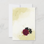 Schwarz-Rot-Blume-Gold-Blätter RSVP Karte (Rückseite)