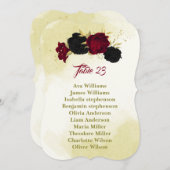 Schwarz-Rot-Blume Gold-Blätter Sitzkarte Einladung (Vorne/Hinten)