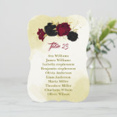 Schwarz-Rot-Blume Gold-Blätter Sitzkarte Einladung (Stehend Vorderseite)