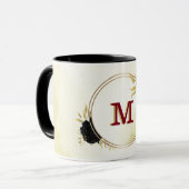 Schwarz-Rot-Blume-Gold-Blätter Tasse (Vorderseite Links)