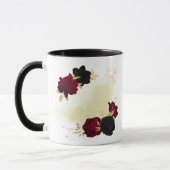 Schwarz-Rot-Blume-Gold-Blätter Tasse (Links)