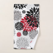 Schwarz-Rot-Blume Muster Badehandtuch Set (Handtuch)