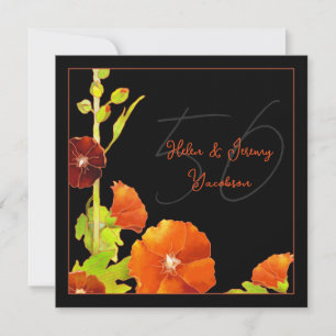 Schwarz-Rot-Blumen 50. Goldene Hochzeit Jubiläum Einladung