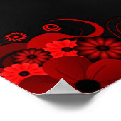 Schwarz-Rot-Blüte 13 Hochzeitstabellen Sitzplan Poster (Ecke)