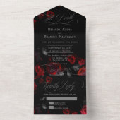 Schwarz-Rot-Blüte in einer Hochzeitsfeier All In One Einladung (Innen)
