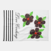 Schwarz-Rot-Blüte mit schwarzen Streifen Geschirrtuch (Horizontal)