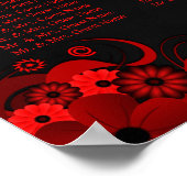 Schwarz-Rot-Blüten-12-Hochzeitstisch Poster (Ecke)