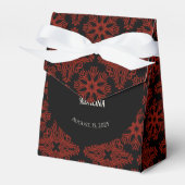 Schwarz-Rot-Blütengotik Dunkle Elegante Hochzeit Geschenkschachtel (Vorderseite)