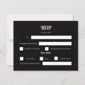 Schwarz-Rot-Blütengotik Dunkle Elegante Hochzeit RSVP Karte (Rückseite)