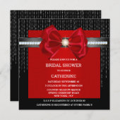 Schwarz Rot Bogen Diamant Schimmer luxuriös elegan Einladung (Vorne/Hinten)