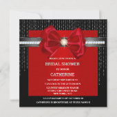 Schwarz Rot Bogen Diamant Schimmer luxuriös elegan Einladung (Vorderseite)