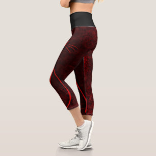 Schwarz-Rot-Braun-Design  Capri Leggings