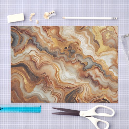 Schwarz-Rot-Braun-Gelb-Gold-Marmor Art-Muster Seidenpapier (Handwerk)