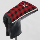 Schwarz-Rot-Buffalo Kariert mit Monogramm Golf Headcover (3/4 Vorderseite)