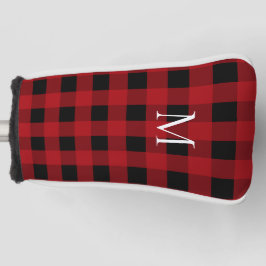 Schwarz-Rot-Buffalo Kariert mit Monogramm Golf Headcover