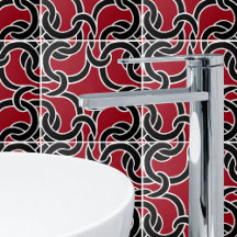 Schwarz-Rot-Chic-Knie Nahtlose Muster Tile