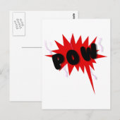 Schwarz/Rot-Comic-Text und Erstplattung POW Postkarte (Vorne/Hinten)