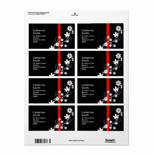 Schwarz-Rot-Daisy-Adressenmarken (Vorne)