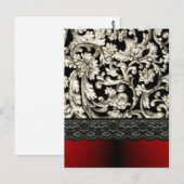 Schwarz-Rot-Damastmuster Postkarte (Vorne/Hinten)