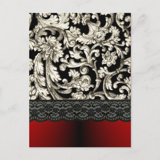 Schwarz-Rot-Damastmuster Postkarte (Vorderseite)