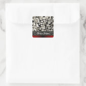 Schwarz-Rot-Damastmuster Quadratischer Aufkleber (Tasche)