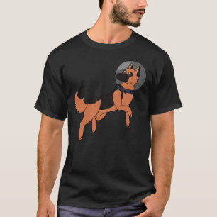 Schwarz-Rot-Deutscher Hirte im Weltraum T-Shirt