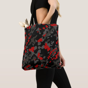 Schwarz-Rot-Diagonal-Camouflage mit Contour-Linien Tasche