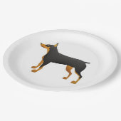 Schwarz-Rot-Dobermann-Neuwürfel Pappteller (Schrägansicht)