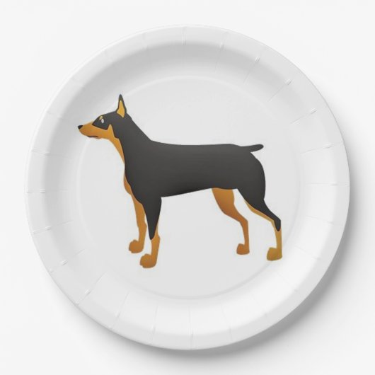 Schwarz-Rot-Dobermann-Neuwürfel Pappteller (Vorderseite)
