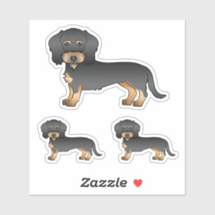 Schwarz-Rot-Drahtige Dachshund-Cartoon-Hunde Aufkleber