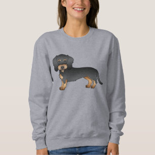 Schwarz-Rot-Drahtiger Dachshund-Cartoon-Hund Sweatshirt
