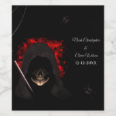 Schwarz-Rot-Dunkelmoody-Skull-Halloween-Spinne Weinetikett (Einzelnes Label)