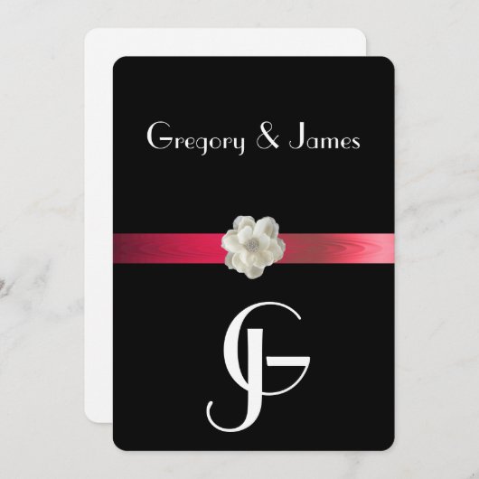 Schwarz-Rot-Elegant-Gay/Lesben-Einladung zur Hochz Einladung (Vorne/Hinten)