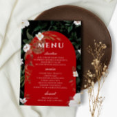 Schwarz-Rot-Elegantes White Floral Wedding Menu Menükarte