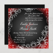 Schwarz-Rot fade daisy Blume Einladungen Hochzeit (Vorne/Hinten)