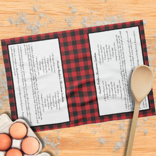 Schwarz Rot Feiertags Gingham Karo Familienrezept Geschirrtuch