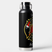 Schwarz-Rot-Feuerwehrsymbol Trinkflasche (Vorderseite)