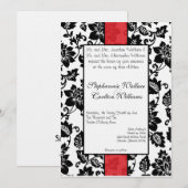 Schwarz/Rot-Flora-Damaskus-Hochzeitseinladung Einladung (Vorne/Hinten)