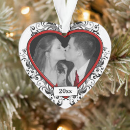 Schwarz/Rot Floral Neu verheiratet Erste Weihnacht Ornament