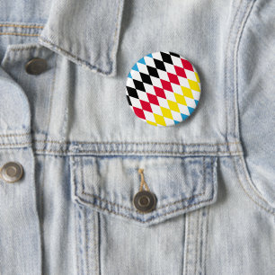 Schwarz Rot Gelb Blau Bayern Diamant Flaggenmuster Button